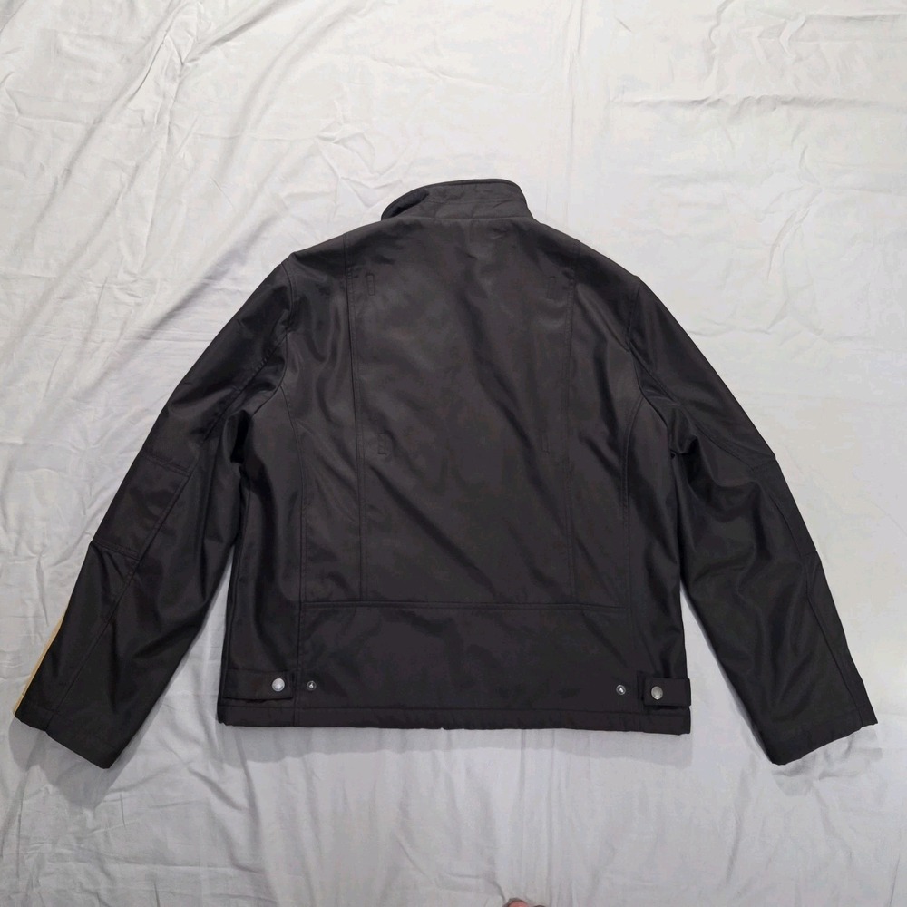 Cole Haan Quilt Lined Men's Winter Coat‎ Jacket Size Large Black Yellow Stripe - Picture 14 of 15